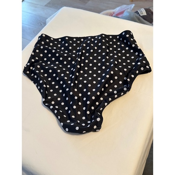 NEW Halcurt Womens High Waisted Polka Dot Bikini Bottoms Black White Size Small - Picture 4 of 8